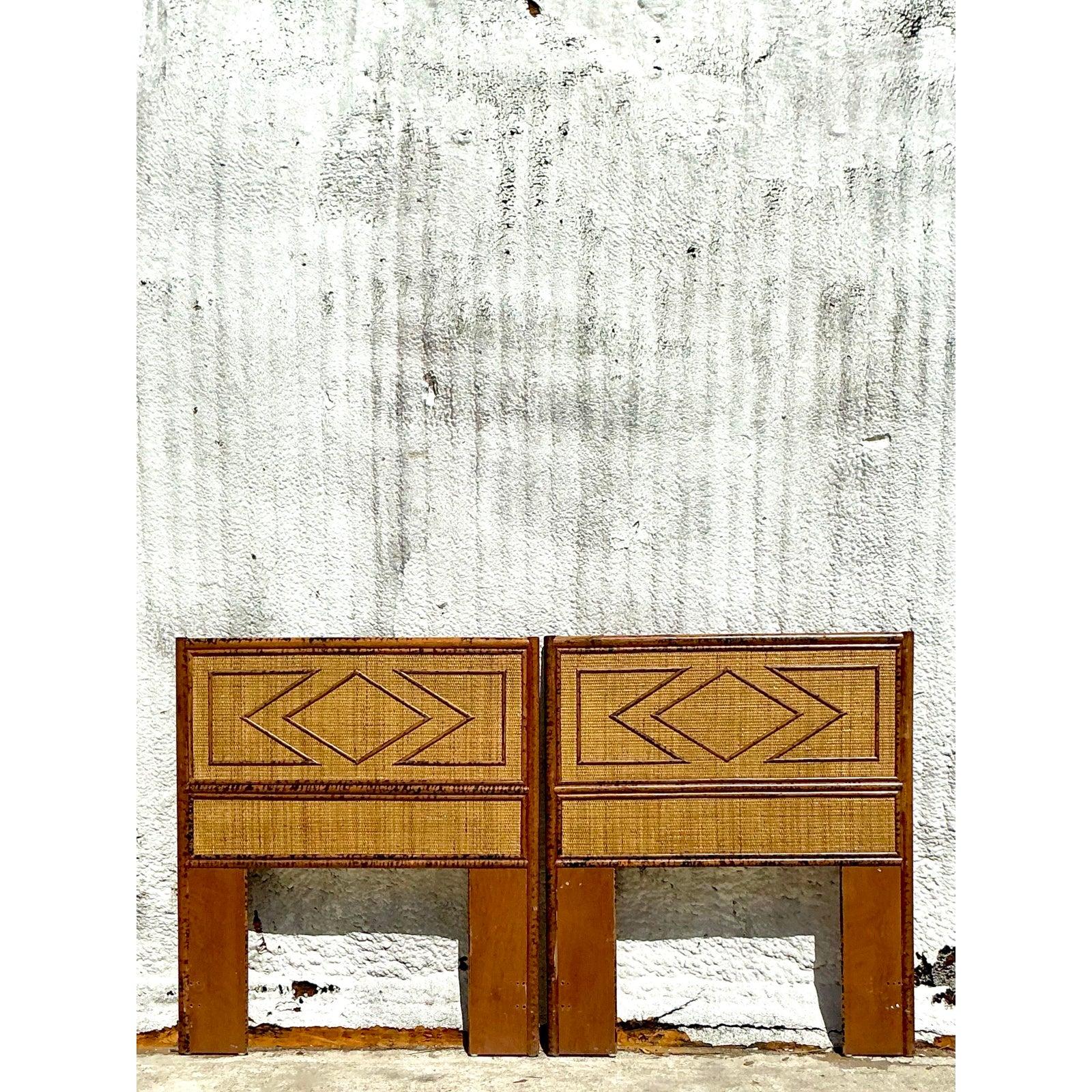 Bambù Testiere gemelle in bambù Costal Diamond vintage - Una coppia