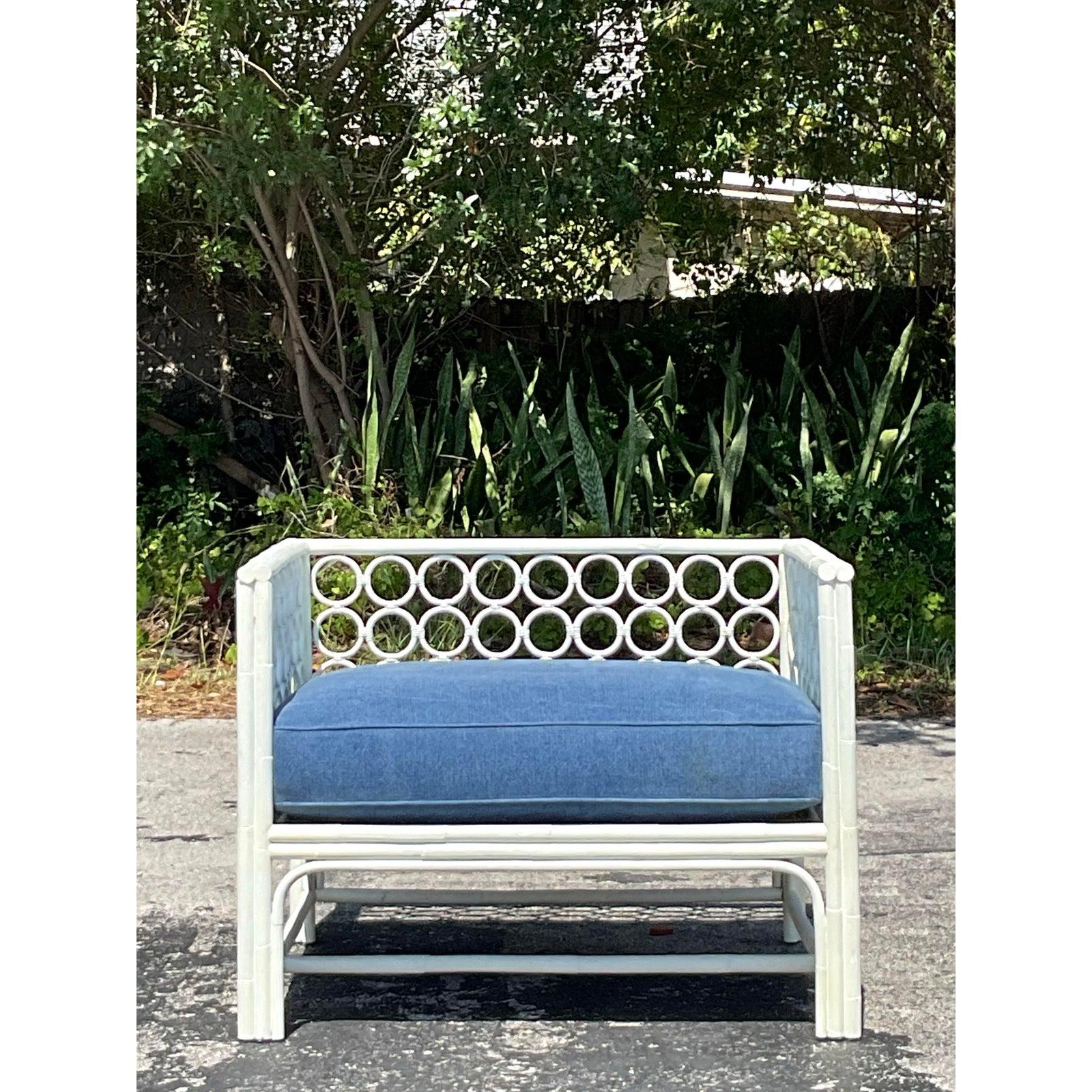 Costal Loop Rattan-Loungesessel mit Ottomane, Vintage (21. Jahrhundert und zeitgenössisch) im Angebot