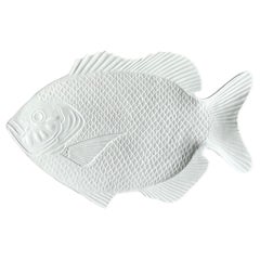 Vintage Costal Matte Glazed Ceramic Fish Platter