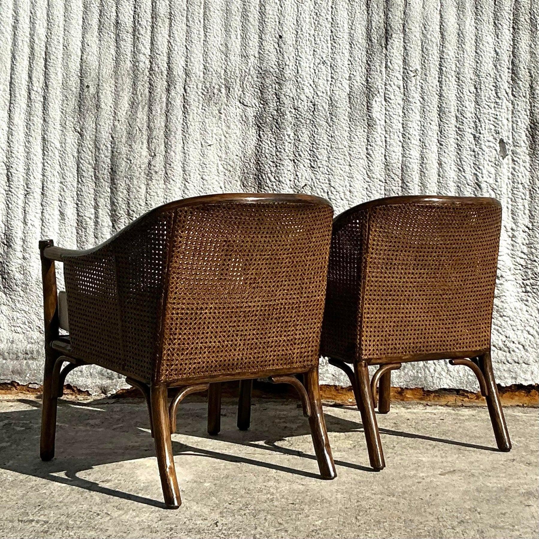 Vintage Costal McGuire Cane Lounge Chairs - a Pair In Good Condition In West Palm Beach, FL