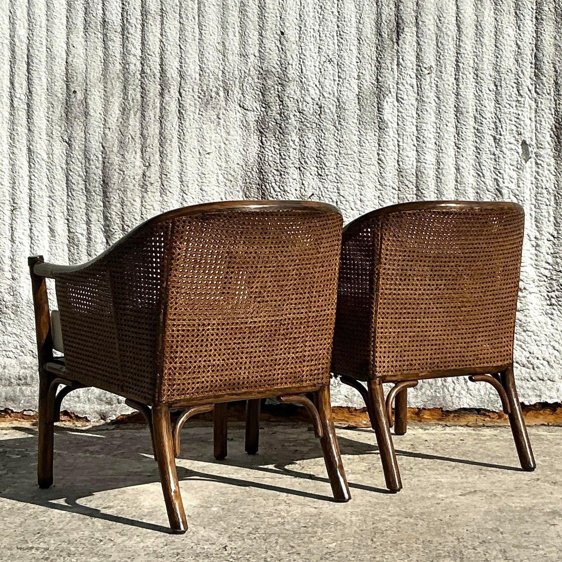 20th Century Vintage Costal McGuire Cane Lounge Chairs - a Pair