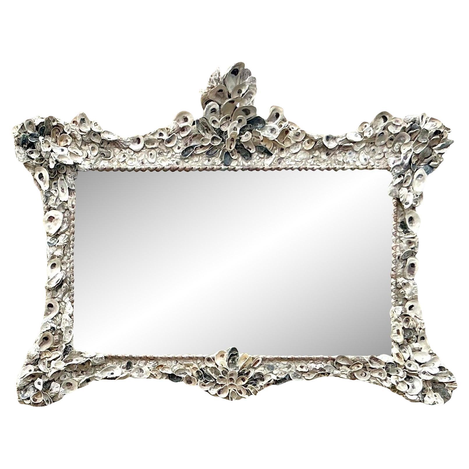 Vintage Costal Monumental Oyster Shell Mirror