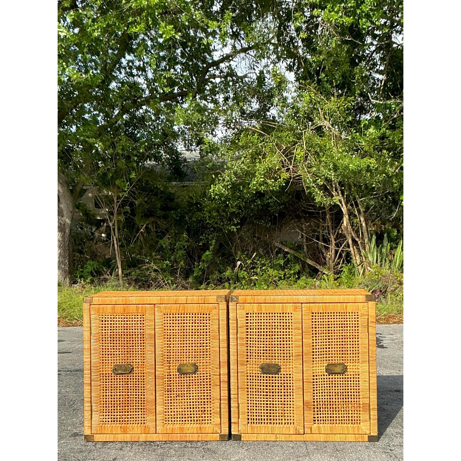 Filippino Armadietti in rattan da forno Costal d'epoca - Una coppia in vendita