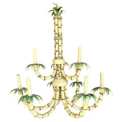 Vintage Costal Painted Metal Bamboo Chandelier