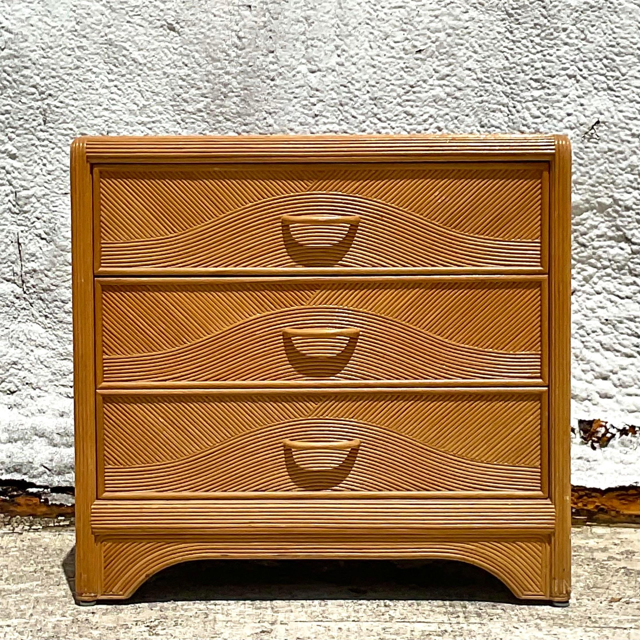 Philippine Vintage Costal Pencil Reed Chest of Drawers For Sale