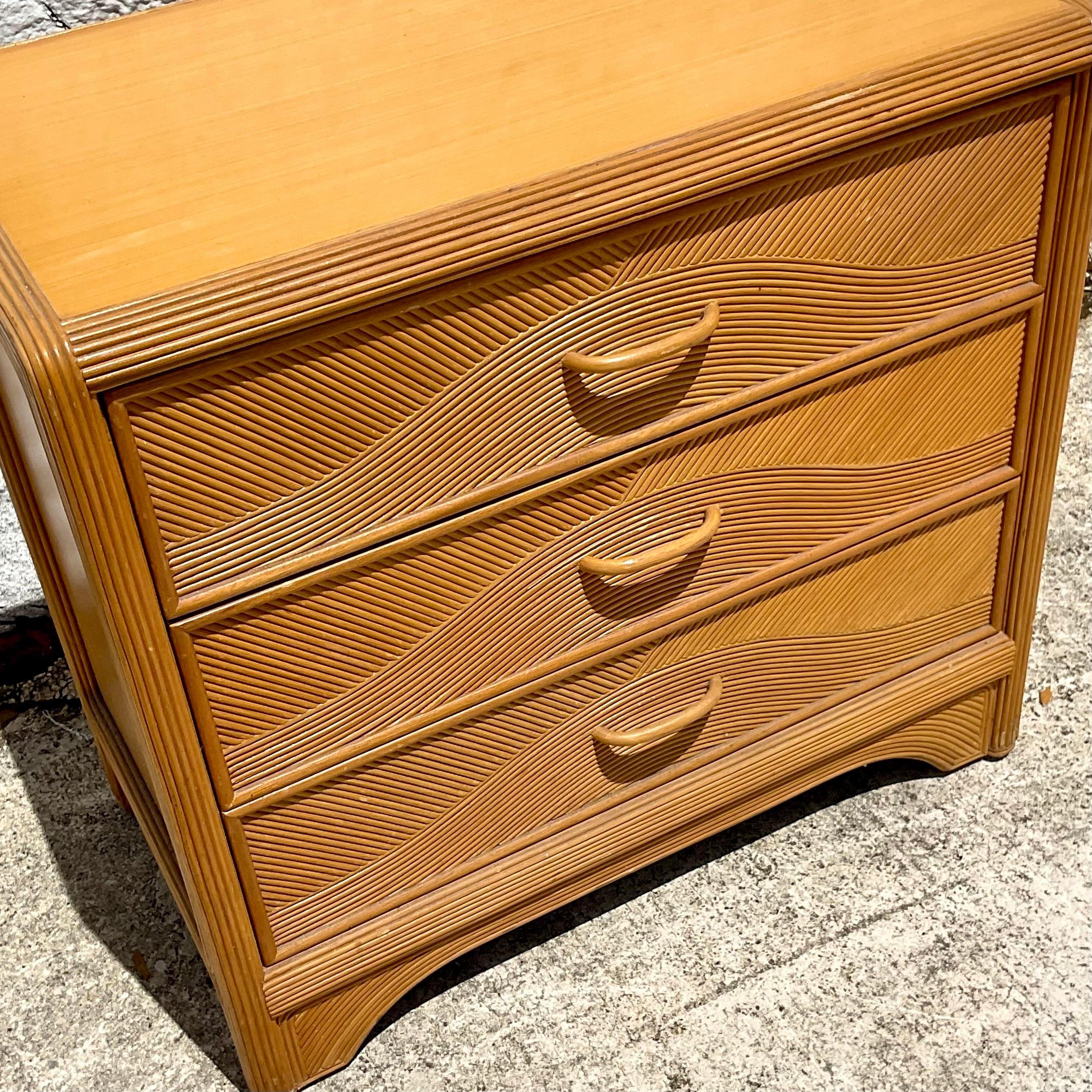 20th Century Vintage Costal Pencil Reed Chest of Drawers For Sale