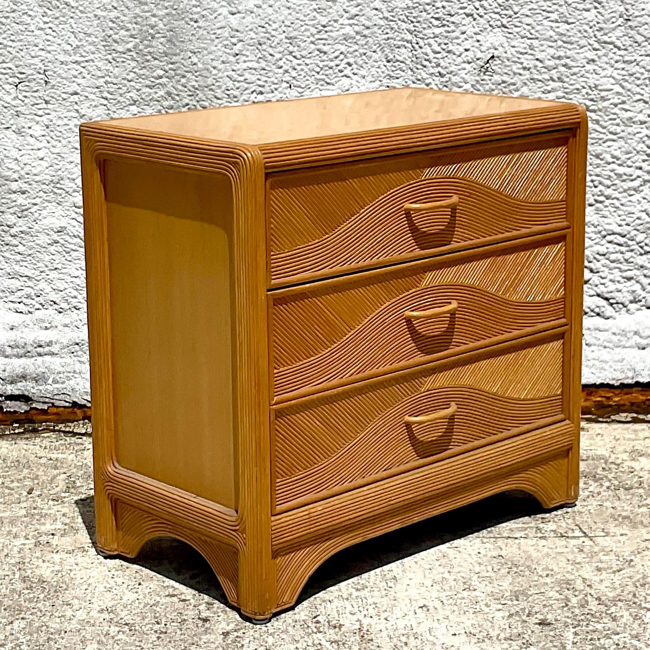Vintage Costal Pencil Reed Chest of Drawers For Sale 1