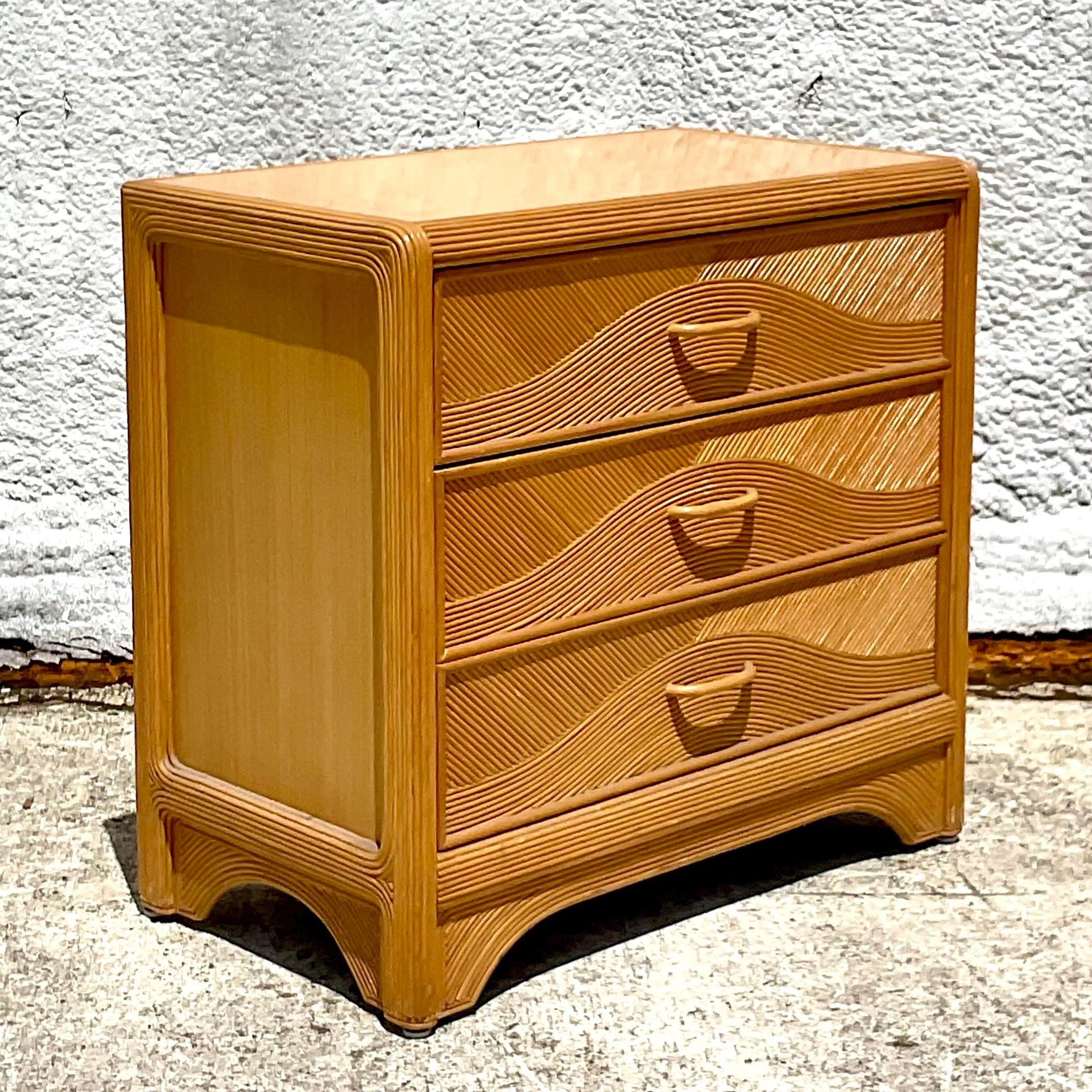 Vintage Costal Pencil Reed Chest of Drawers For Sale 2