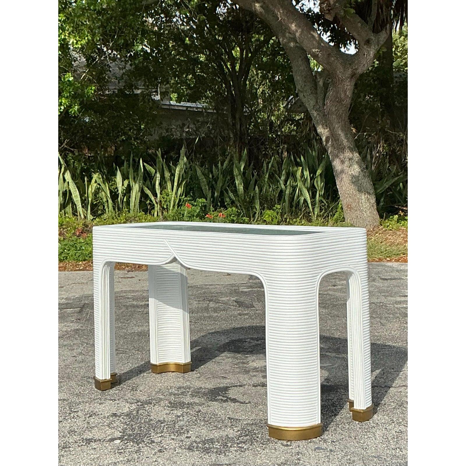 Table console vintage en roseau de Costal 2