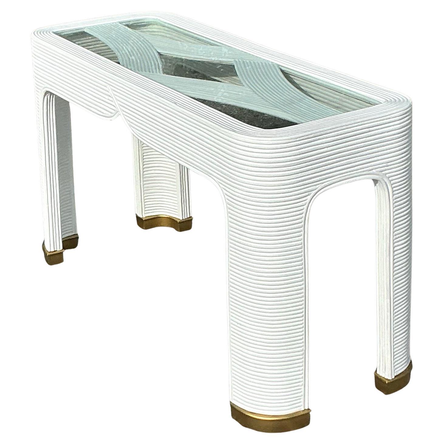 Table console vintage en roseau de Costal