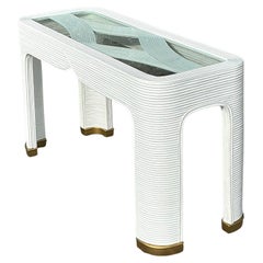 Table console vintage en roseau de Costal