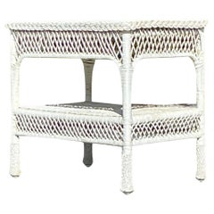 Petite table basse vintage Costal en rotin tressé