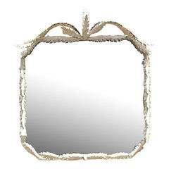 Vintage Costal Punch Cut Metal Palm Frond Mirror