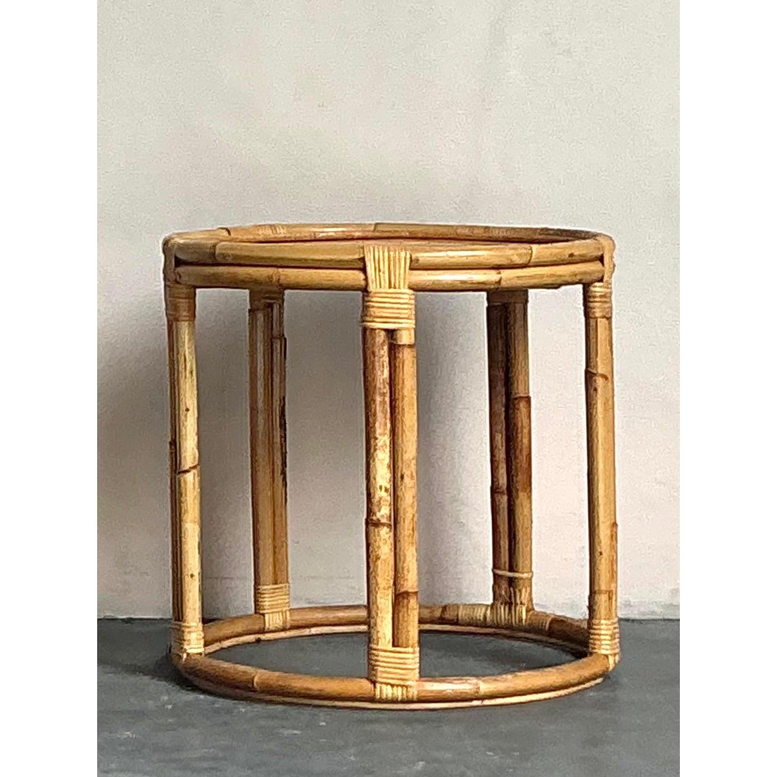 Mid-Century moderno Tavolo da bere a spirale in canna Costal vintage in vendita