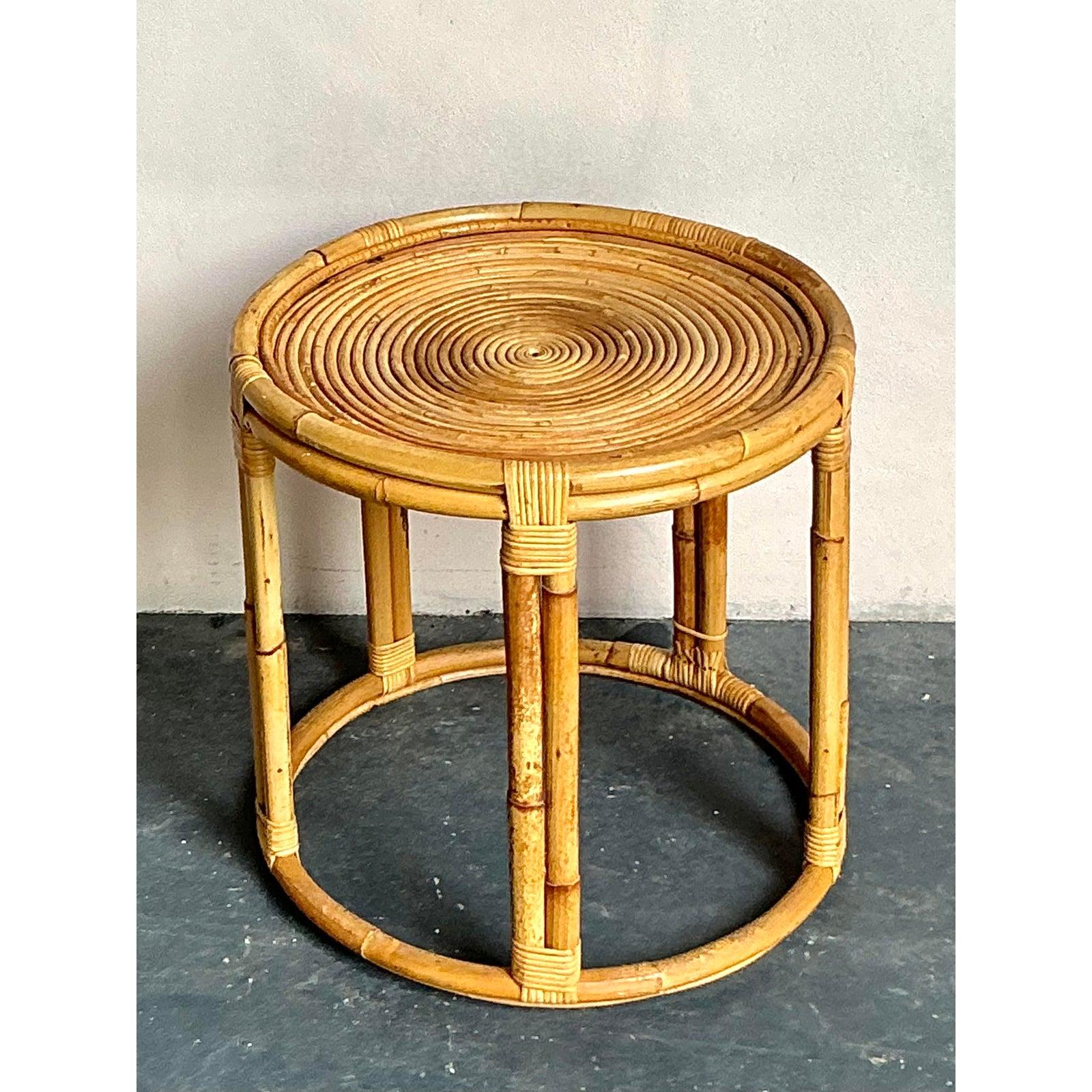 Filippino Tavolo da bere a spirale in canna Costal vintage in vendita