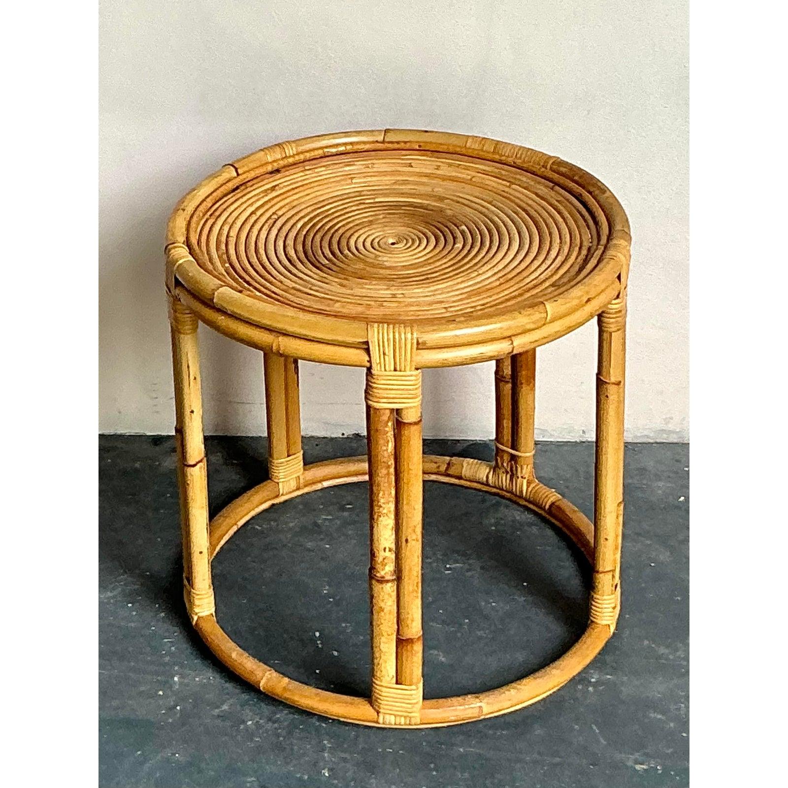 Bambù Tavolo da bere a spirale in canna Costal vintage in vendita