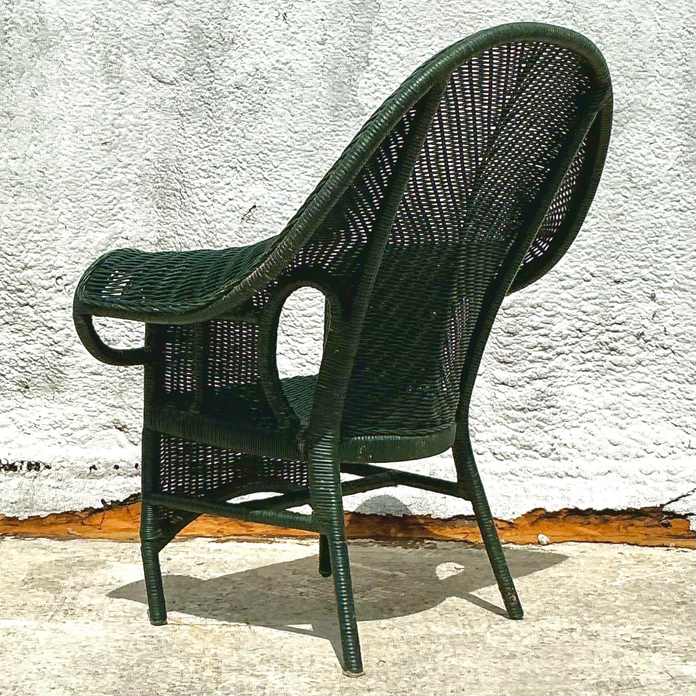 Philippine Vintage Costal Woven Rattan Lounge Chair For Sale