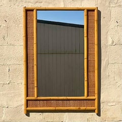 Vintage Costal Woven Rattan Mirror