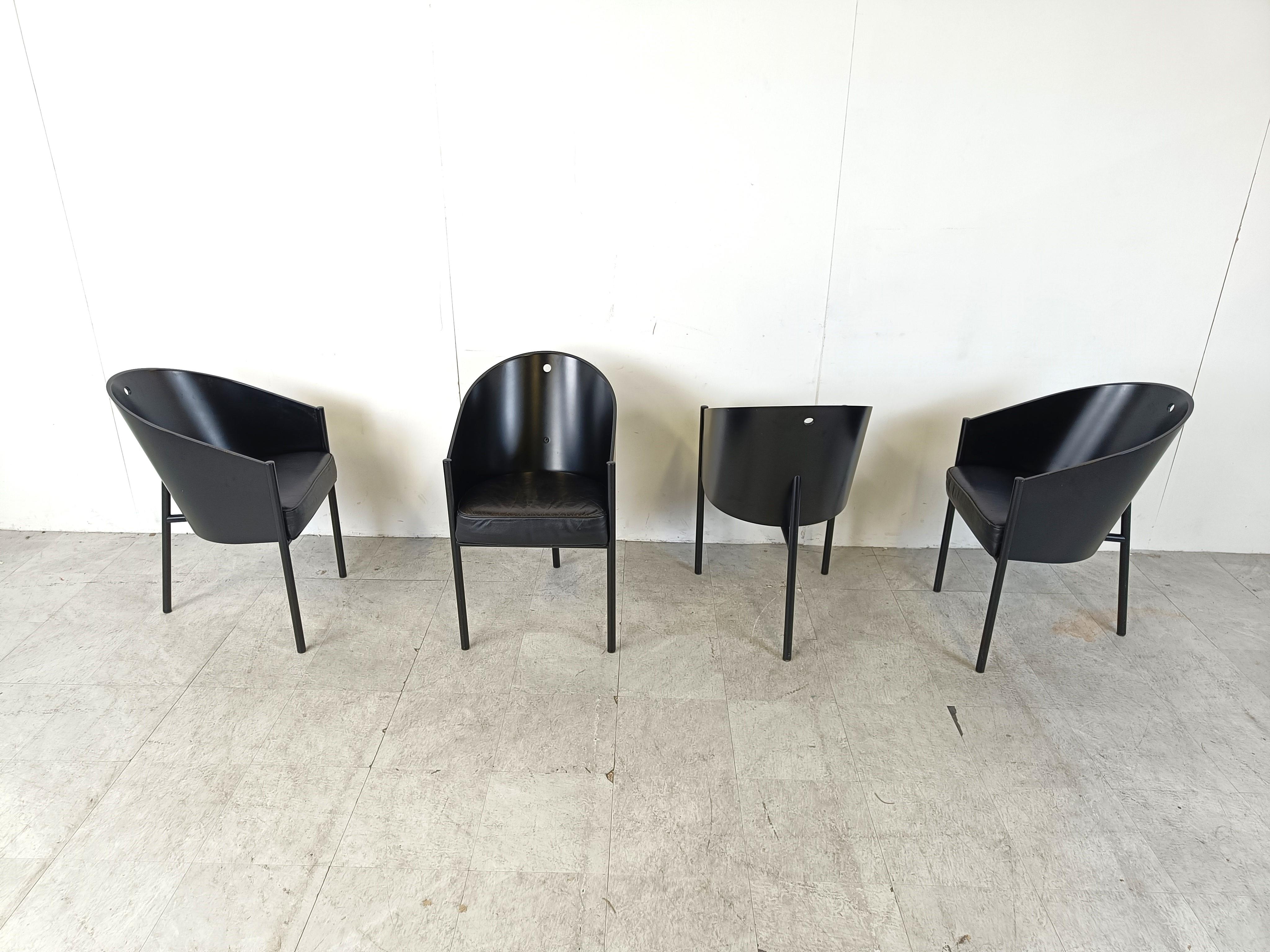 Leather Vintage Costes Chairs by Philippe Starck for Aleph, Set of 4