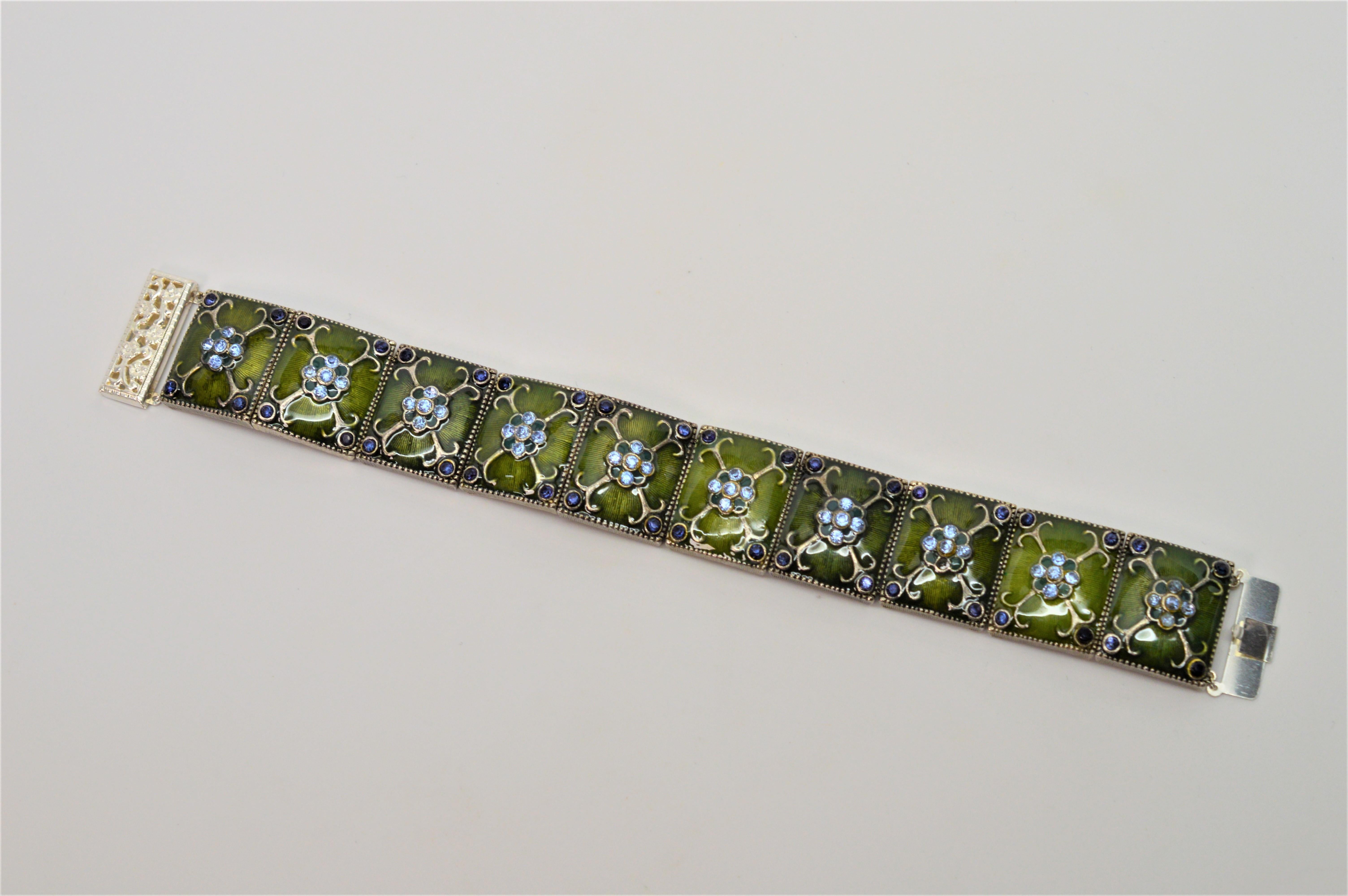 bijoux silver-tone mixed crystal flex bracelet