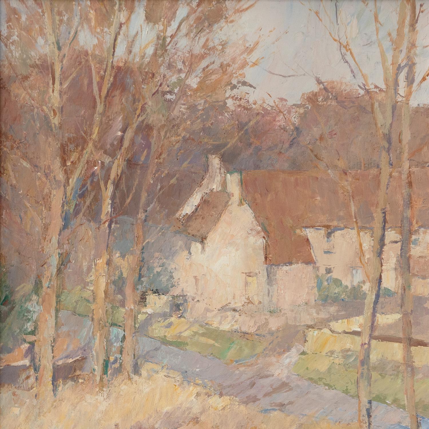 English Vintage Cotswold Landscape, 'Petty France' By Roy Hewish, Original Oil Painting For Sale