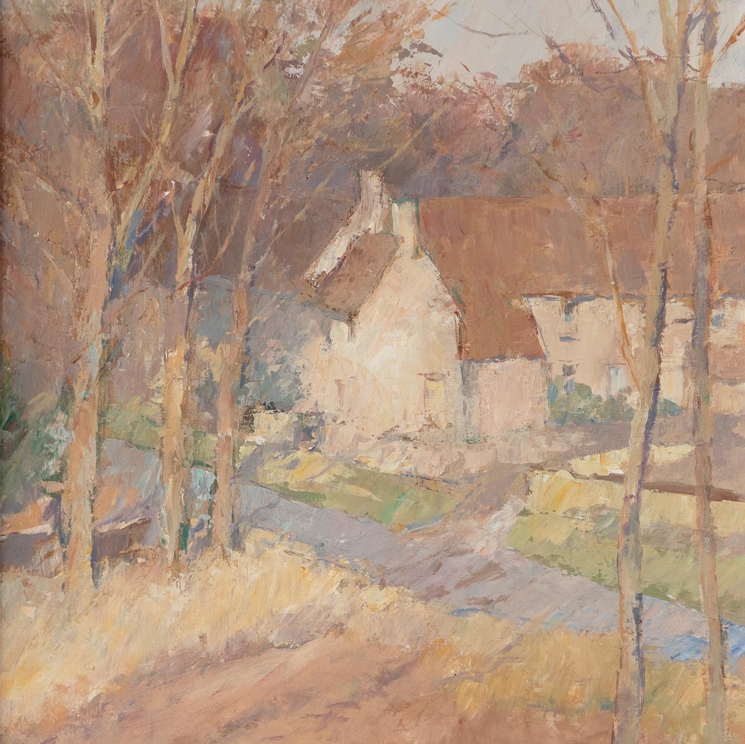 Vintage Cotswold Landscape, 'Petty France' By Roy Hewish, Original Oil Painting In Good Condition For Sale In Bristol, GB