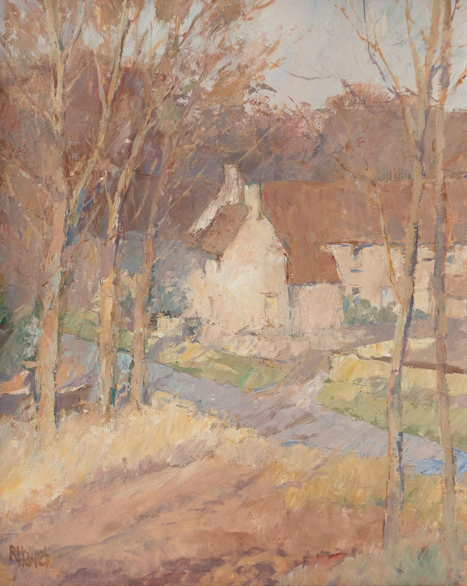 20th Century Vintage Cotswold Landscape, 'Petty France' By Roy Hewish, Original Oil Painting For Sale