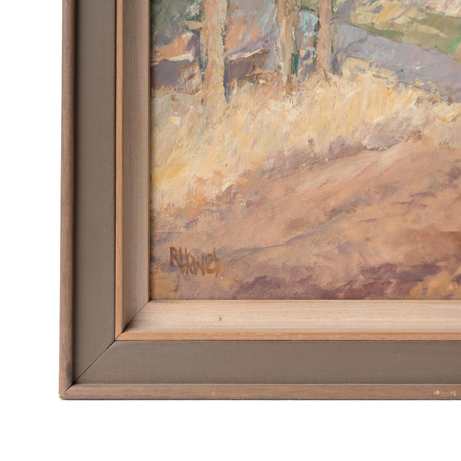 Canvas Vintage Cotswold Landscape, 'Petty France' By Roy Hewish, Original Oil Painting For Sale