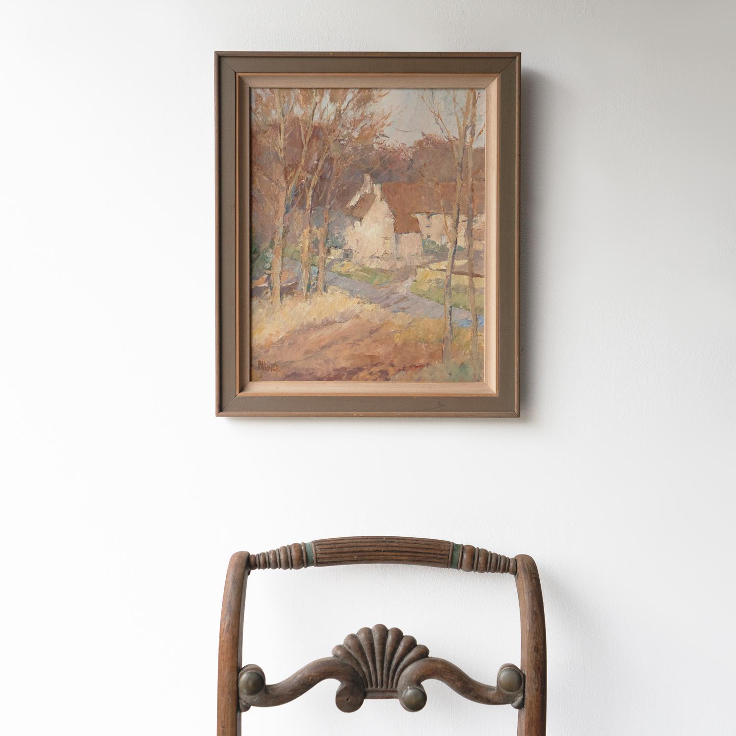 Vintage Cotswold Landscape, 'Petty France' By Roy Hewish, Original Oil Painting For Sale 1