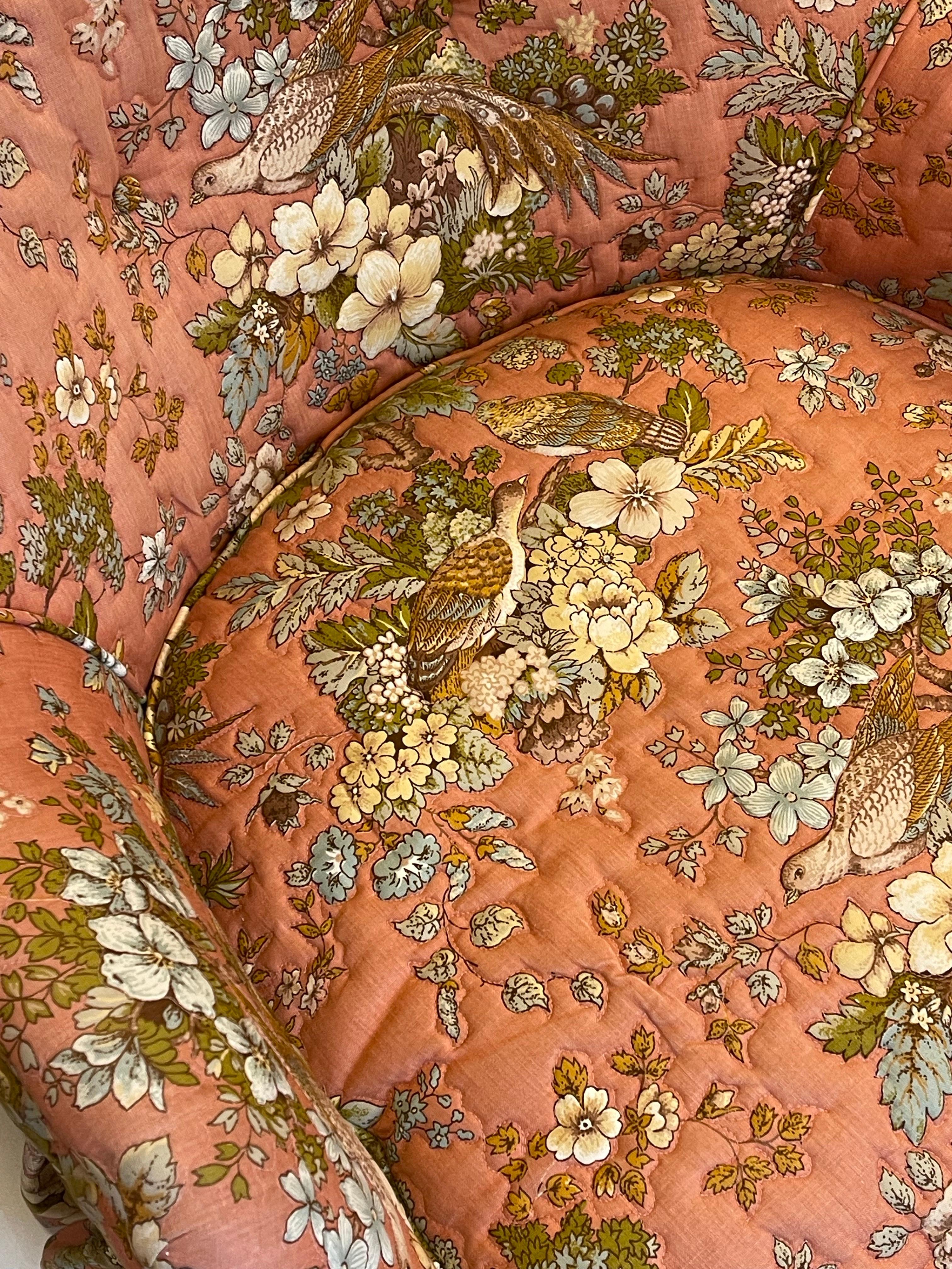 Mid-20th Century Vintage Cottage Floral Love Seat For Sale
