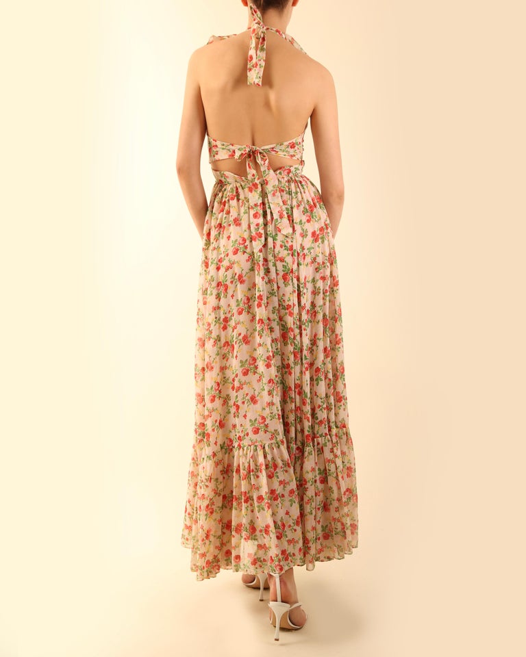 Retro 100% Cotton Garden Halter Dress B&W main image 1