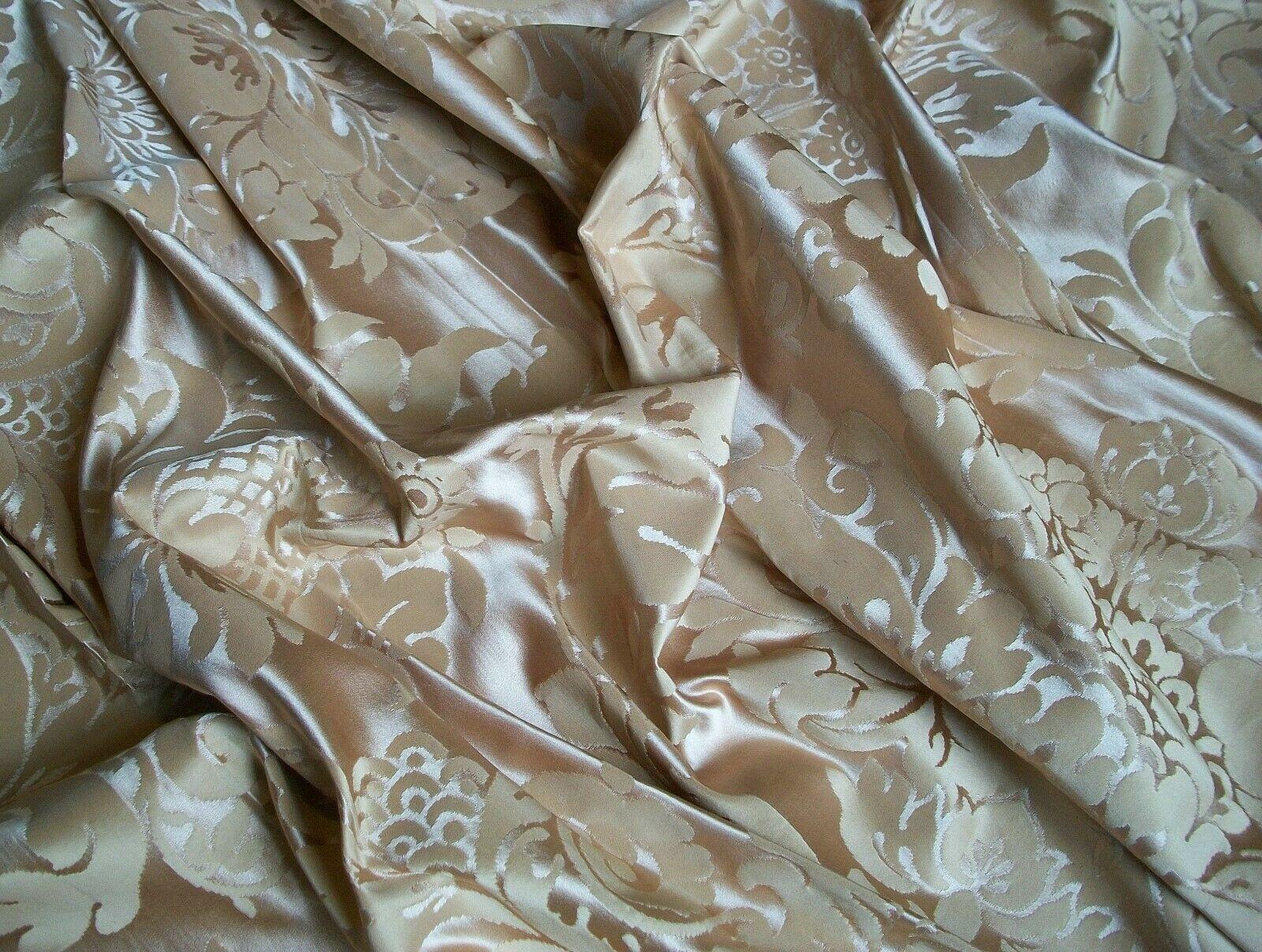 Vintage cotton blend damask fabric remnant - fine designer quality (likely Scalamandre or Brunschwig & Fils) - unknown fiber content - suitable for crafts/pillows/light upholstery - circa 1980's.

Good vintage condition - previously sewn/folded