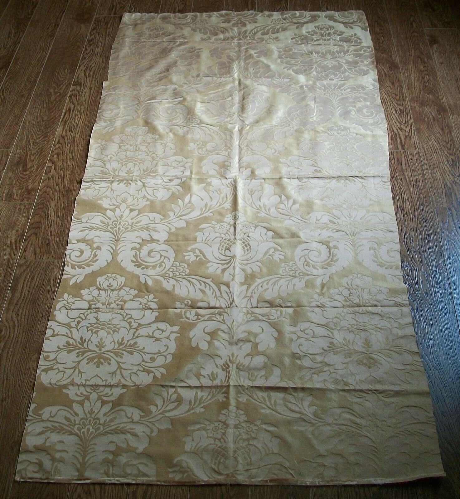 Woven Vintage Cotton Blend Damask Fabric Remnant, Satin Finish, C.1980's For Sale