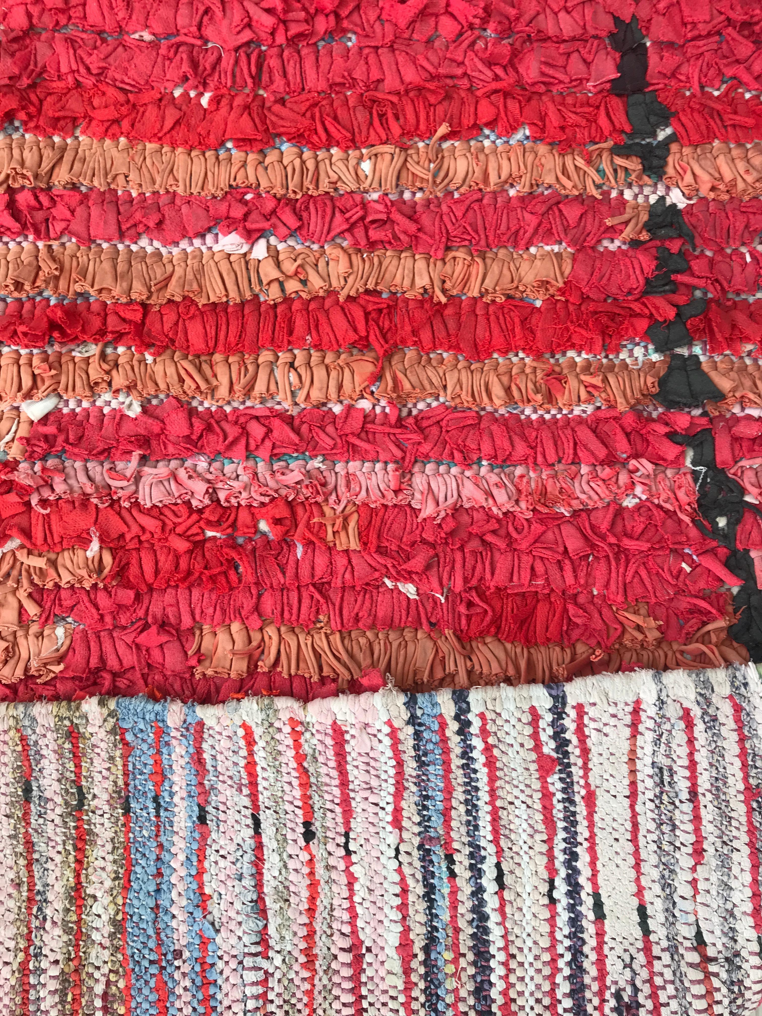 Vintage Cotton Boucherouite Rug in Burnt Tones of Red and Orange, Morocco, 1980s 1