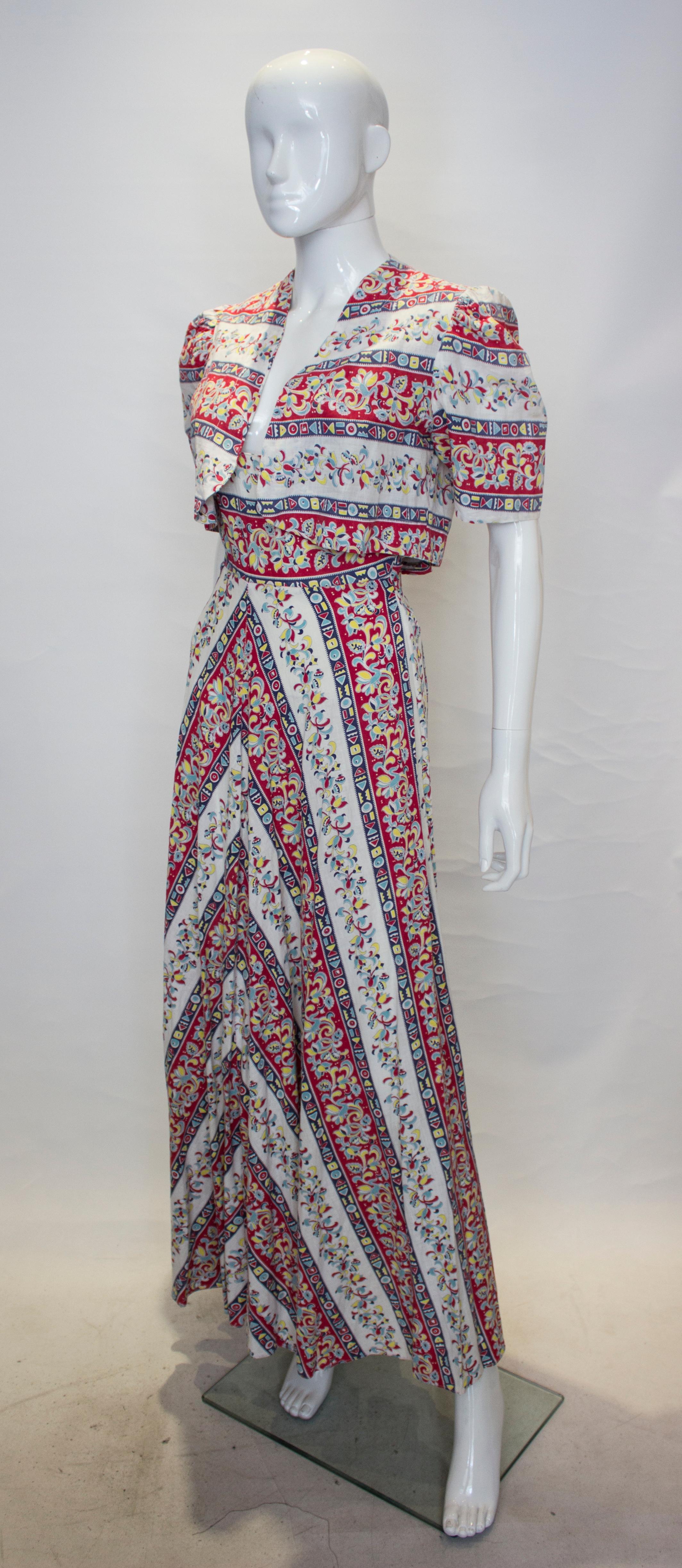 Robe et boléro vintage en coton  Veste/veste à capuche Bon état - En vente à London, GB