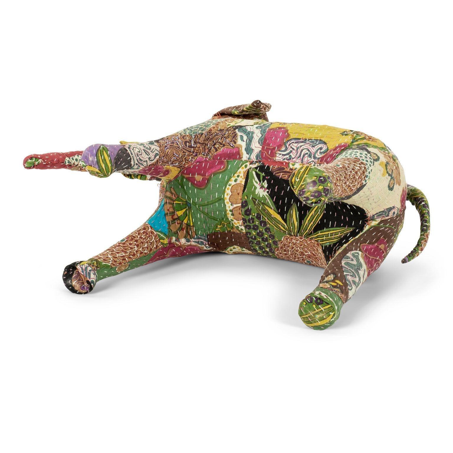 Vintage Cotton Elephant Covered in Indian Textiles For Sale 3