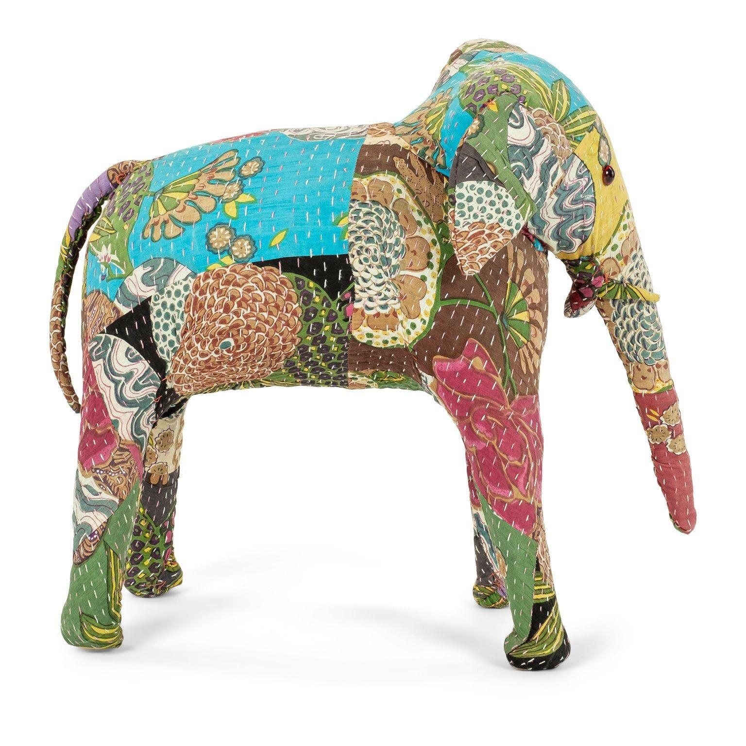 Tissage Éléphant vintage en coton recouvert de textiles indiens en vente
