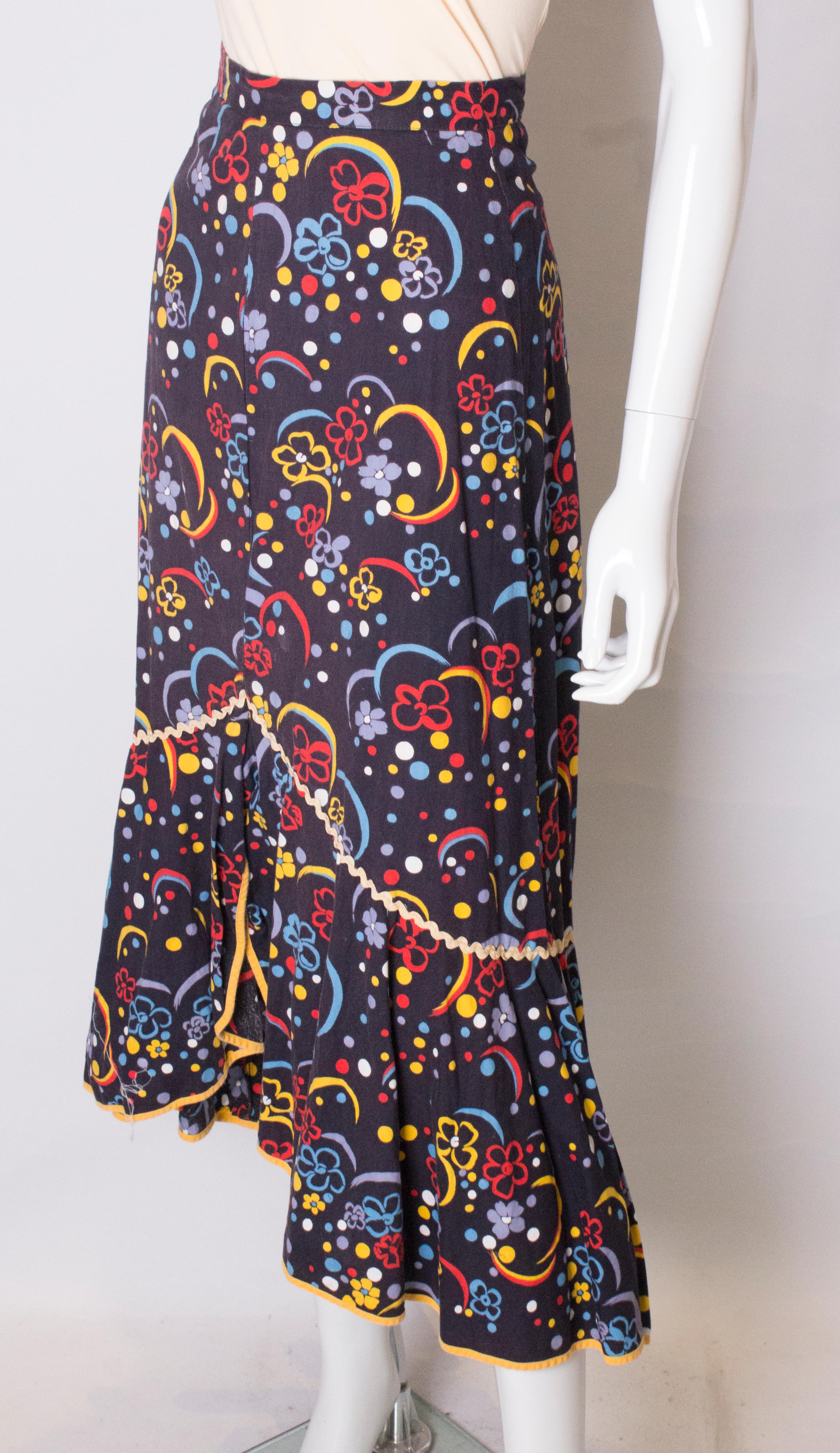 Vintage Cotton Flamenco Style Skirt In Good Condition In London, GB
