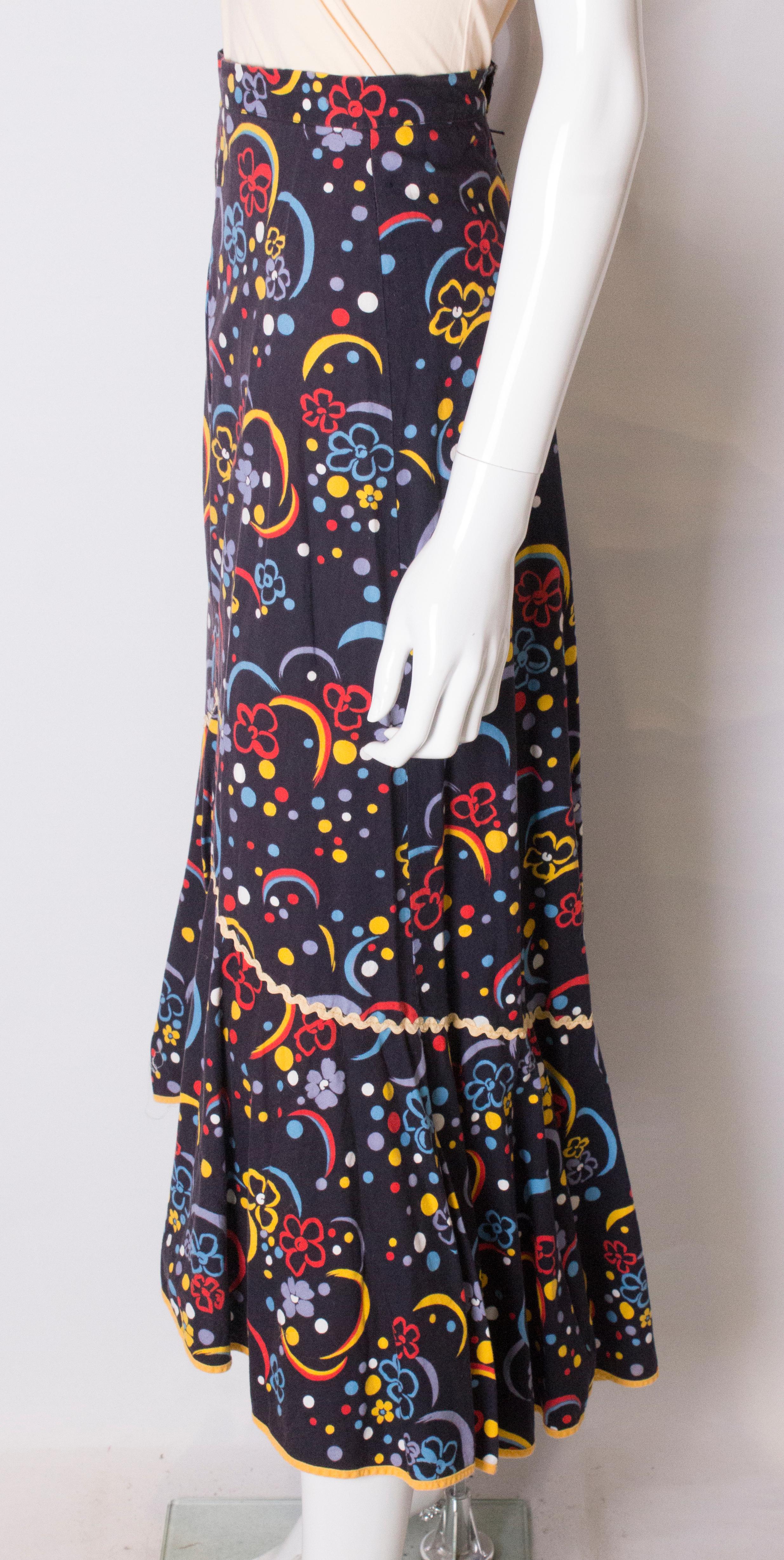 Vintage Cotton Flamenco Style Skirt 1