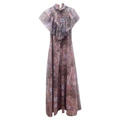 Vintage Cotton Maxi Dress in Brown
