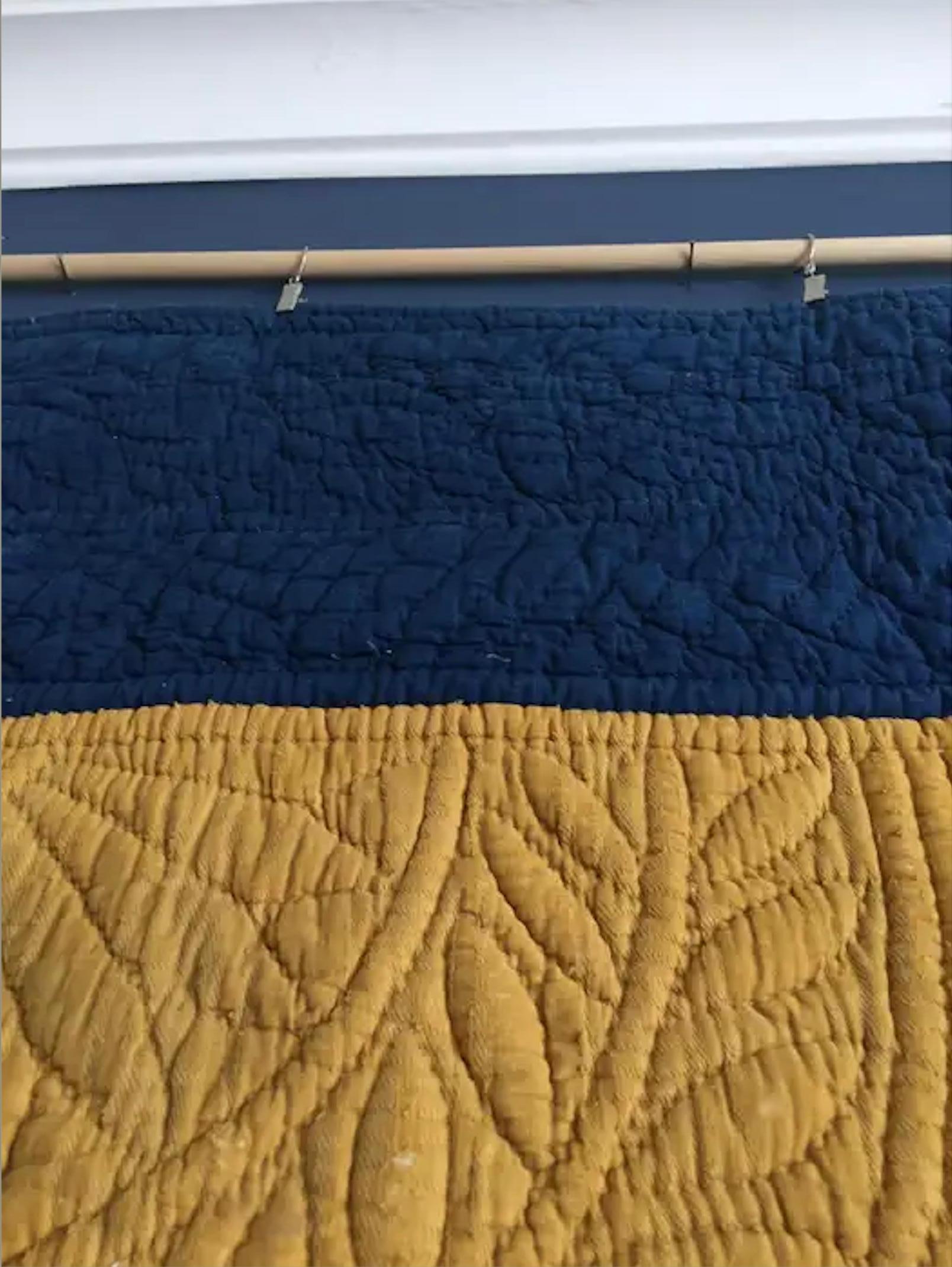 Hand-Crafted Vintage Cotton Quilt in Indigo and Saffron Yellow, French, Early 19th Century