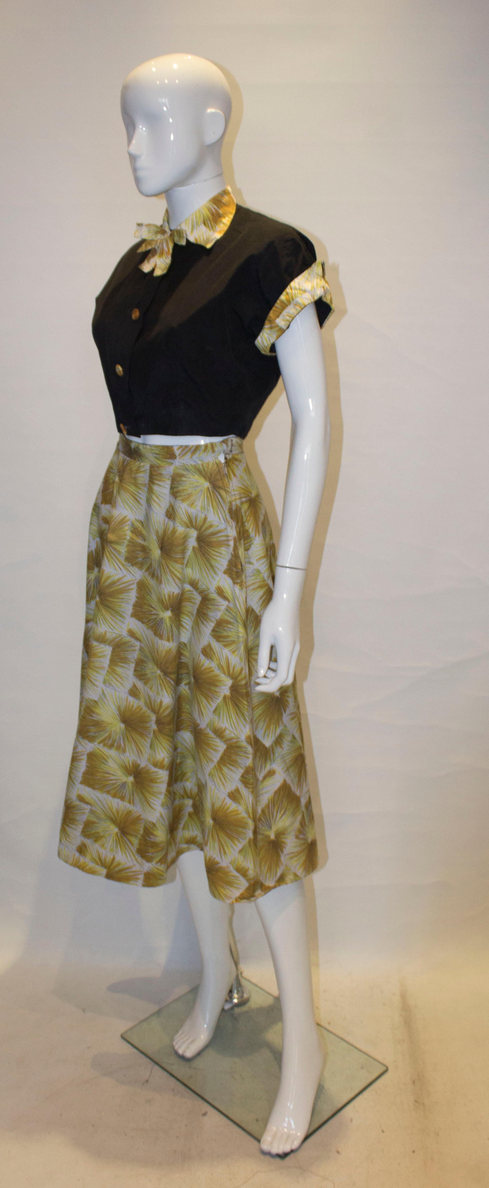 Brown Vintage Cotton Skirt and Top For Sale