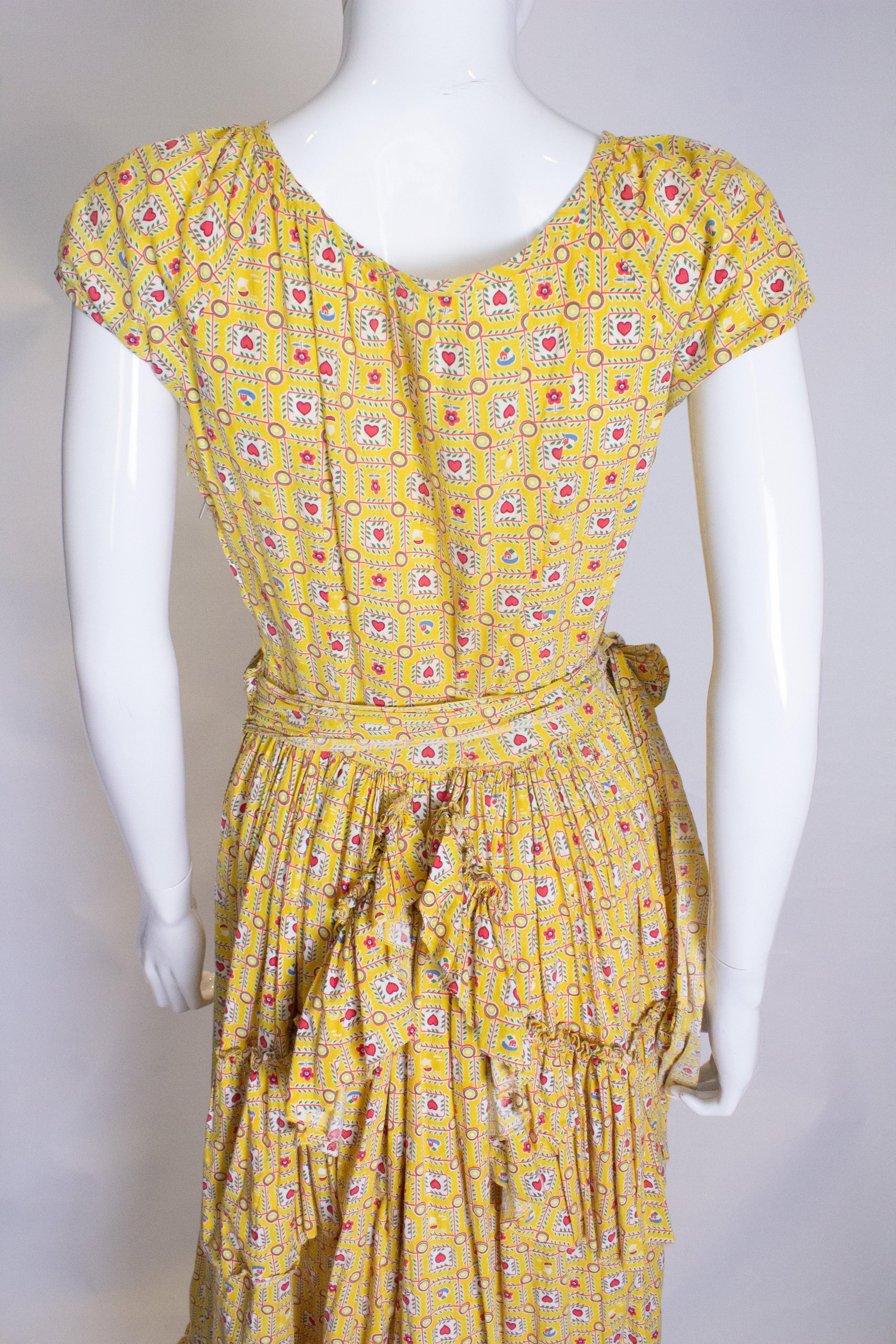 Brown Vintage Cotton Summer Gown For Sale