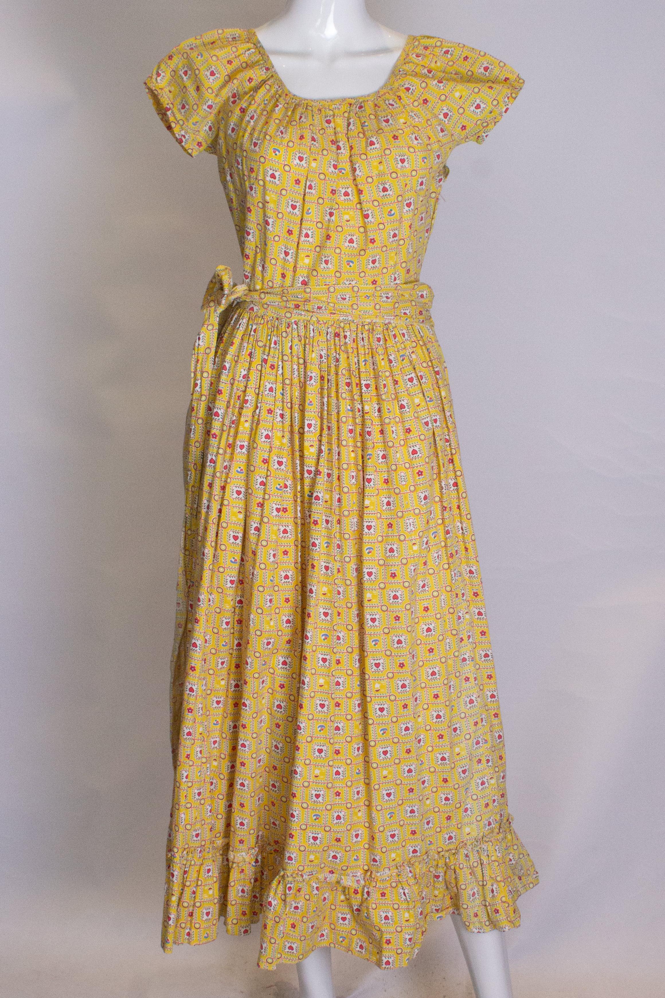 Vintage Cotton Summer Gown In Good Condition For Sale In London, GB