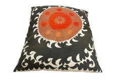 Vintage Cotton Suzani Embroidered Pillow Filled With Natural Feathers