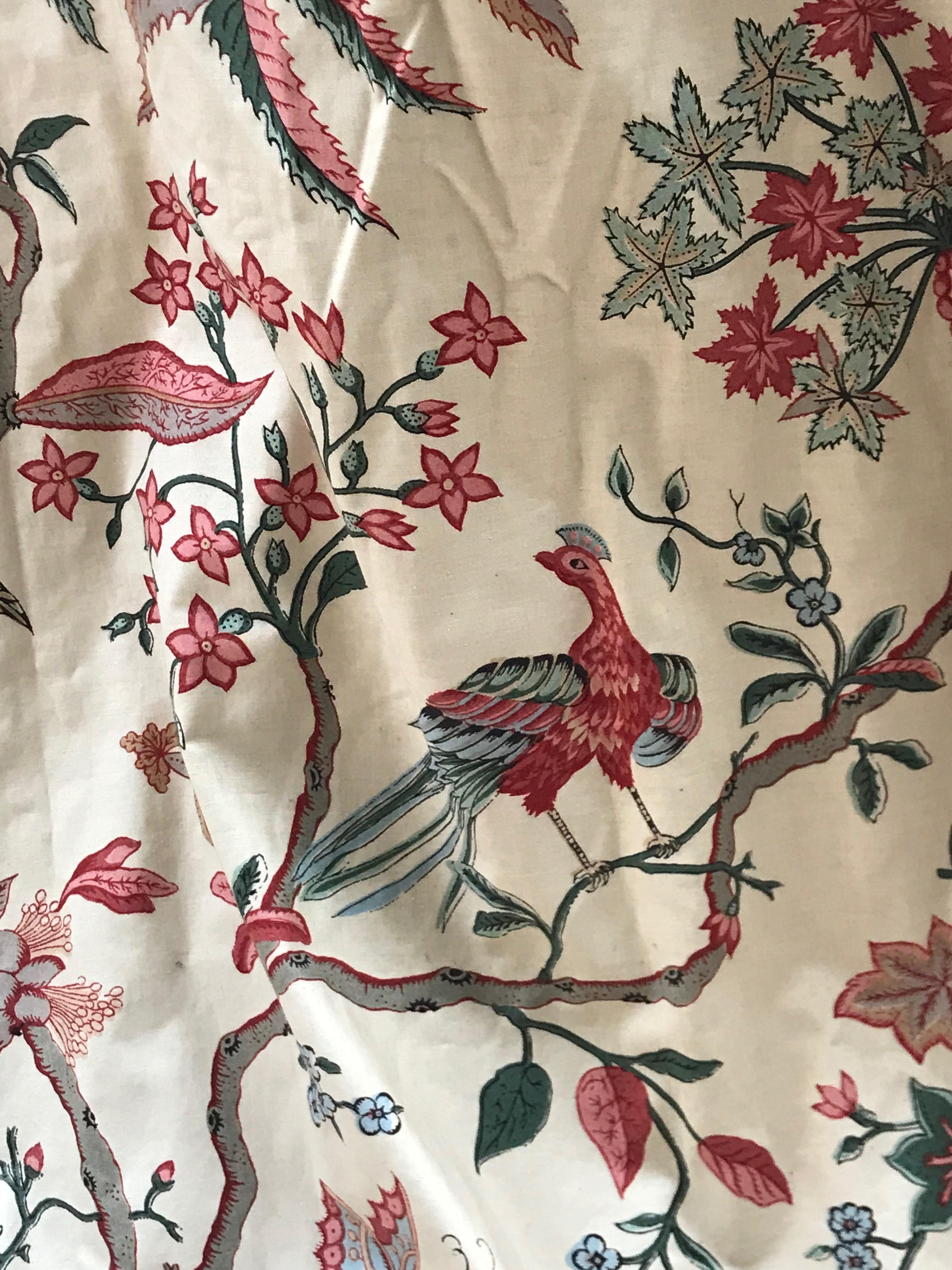 Français Tissu en coton vintage Toile De Jouy Indiennes dans le style d'Oberkampf en vente