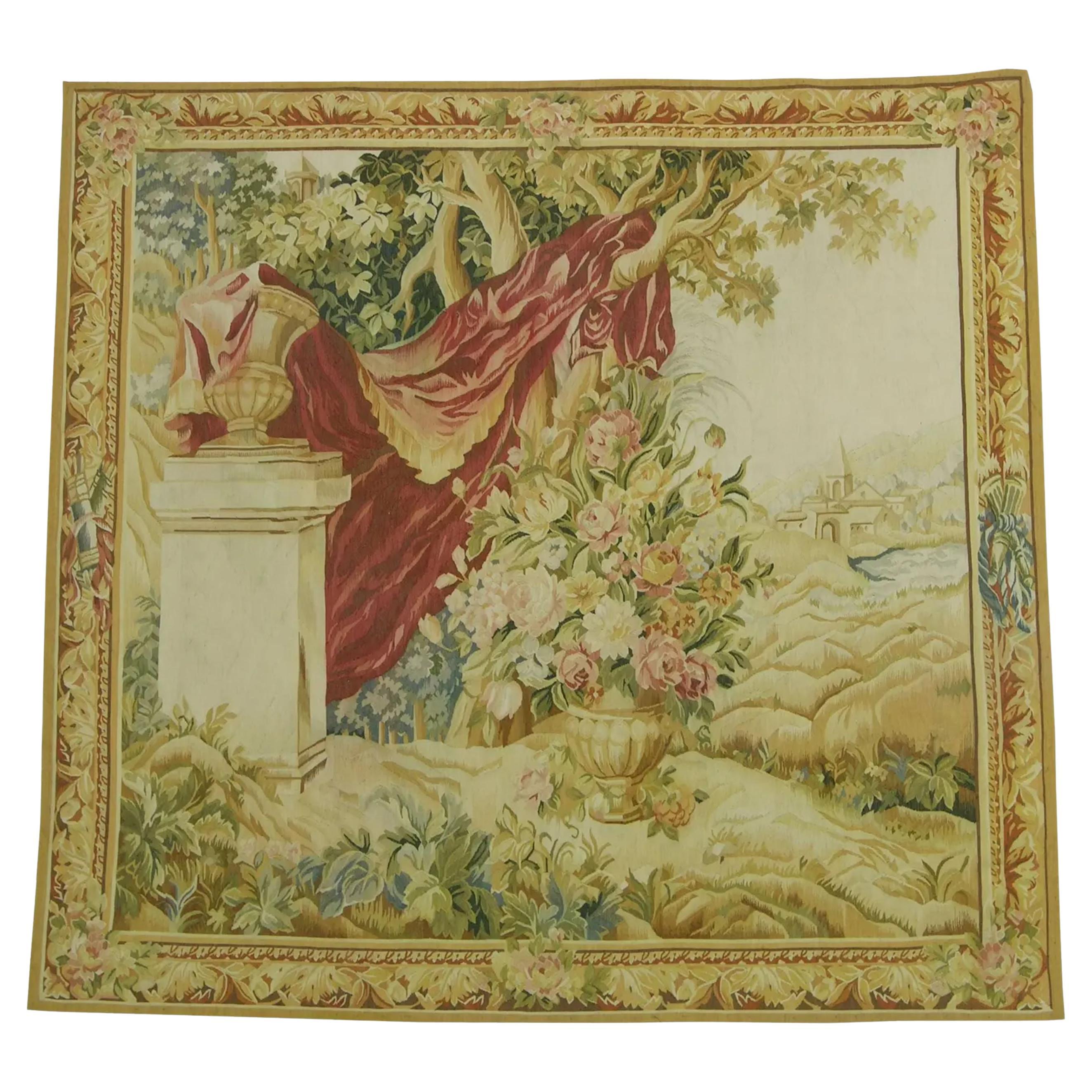 Vintage Cotton Wool Floral Tapestry 6X5.10 For Sale