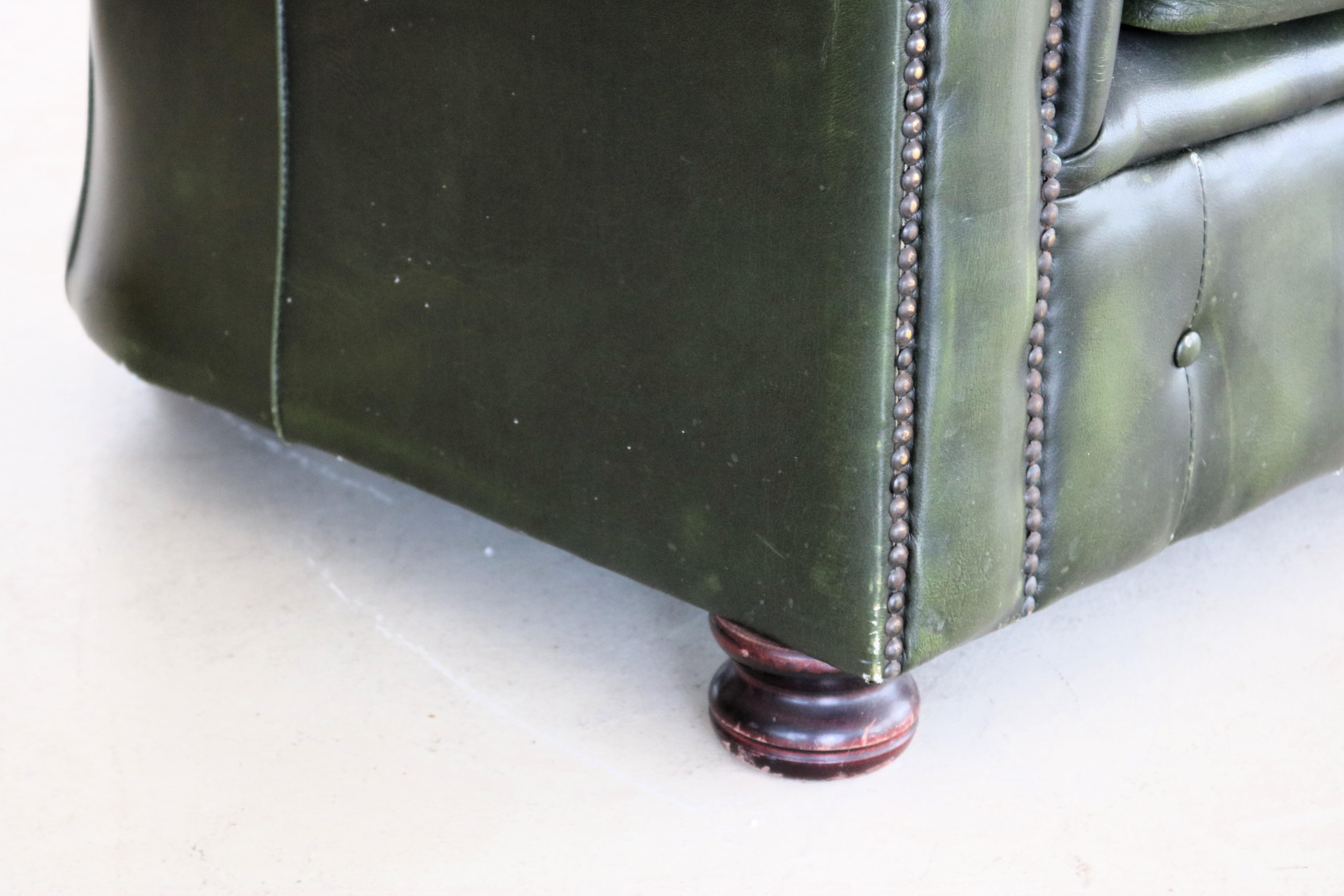 Leather Vintage Couch Couch Chesterfield Green