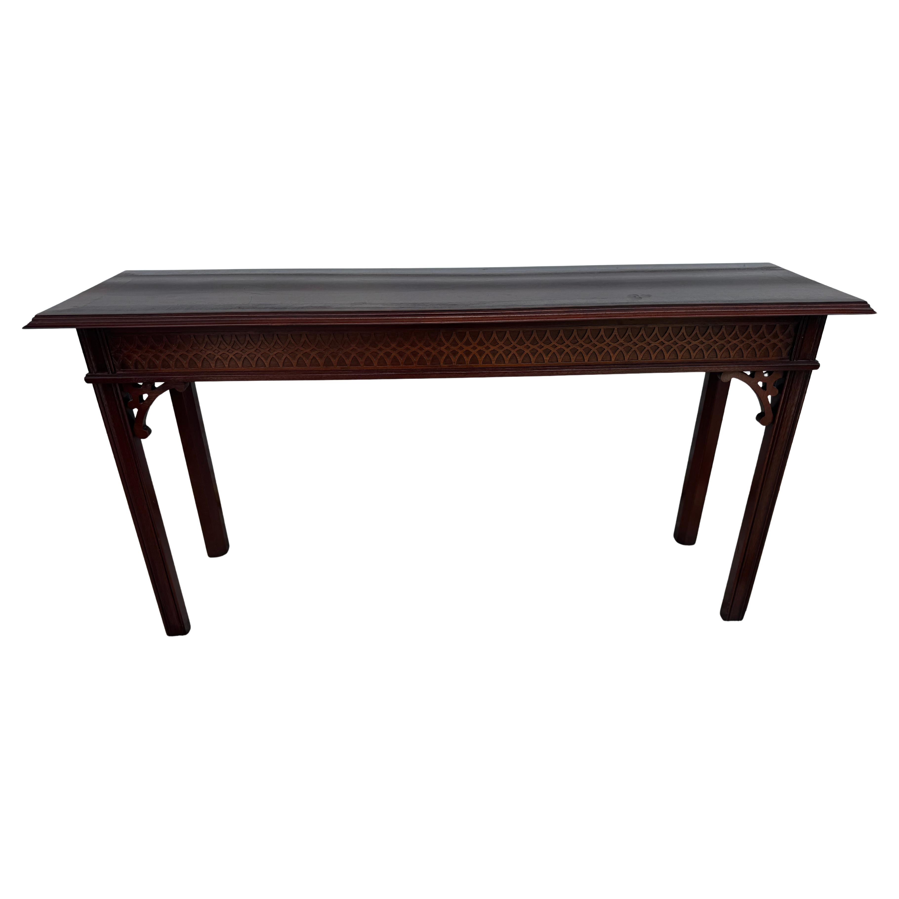 Vintage Council Mahogany Chinese Chippendale Style Console Table