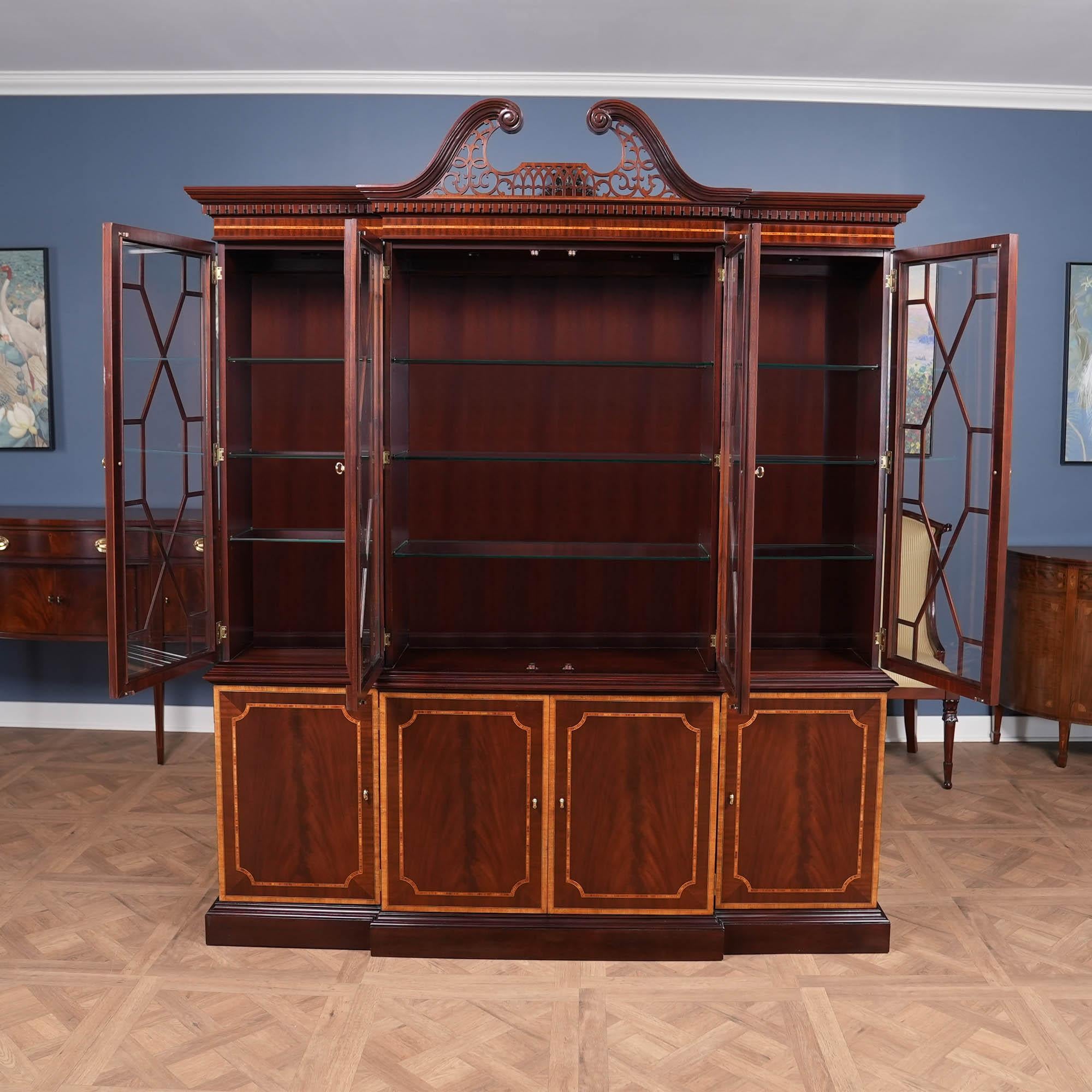 Mahogany Vintage Councill 2 Part Breakfront For Sale